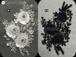 1 Piece Beaded Applique Patches Handmade Embroidered Floral Applique Wedding Women Dress Sewing Indian DIY Crafting Supply Home Wall Décor